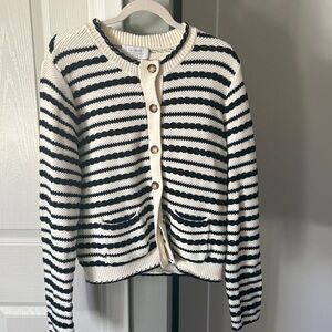 La Ligne Navy and Cream Striped Cardigan